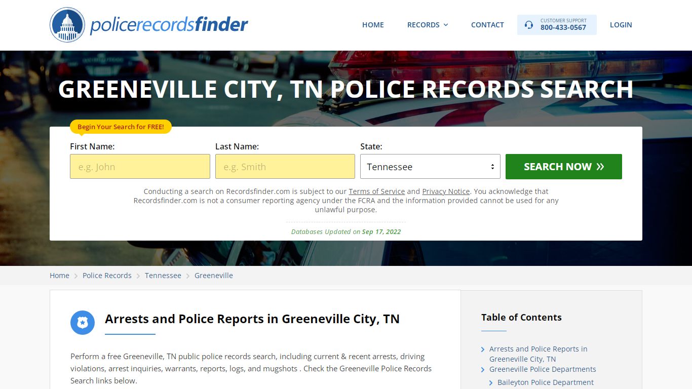 GREENEVILLE CITY, TN POLICE RECORDS SEARCH - RecordsFinder