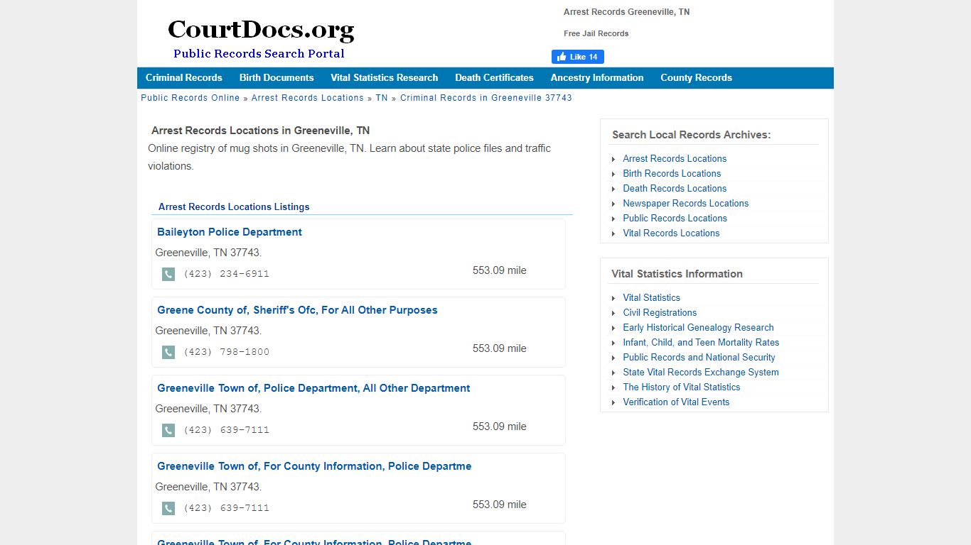 Arrest Records Greeneville, TN - Free Jail Records