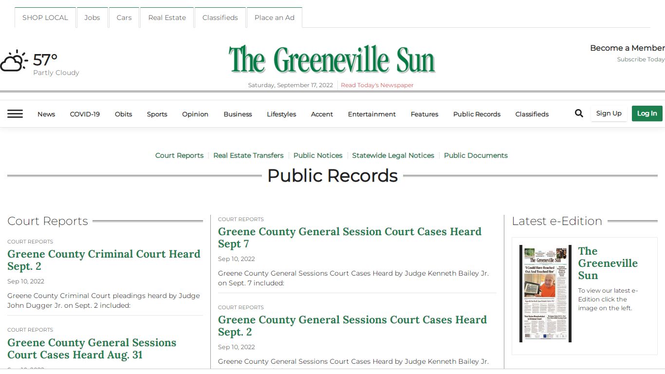 Public Records | greenevillesun.com - Greeneville Publishing Company